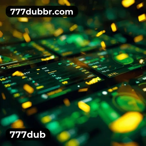 App 777dub para iOS e Android — interface mobile, login biométrico e PIX integrado